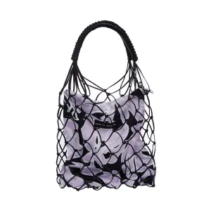 Holiday printed bucket bag-Lilac and Black Print