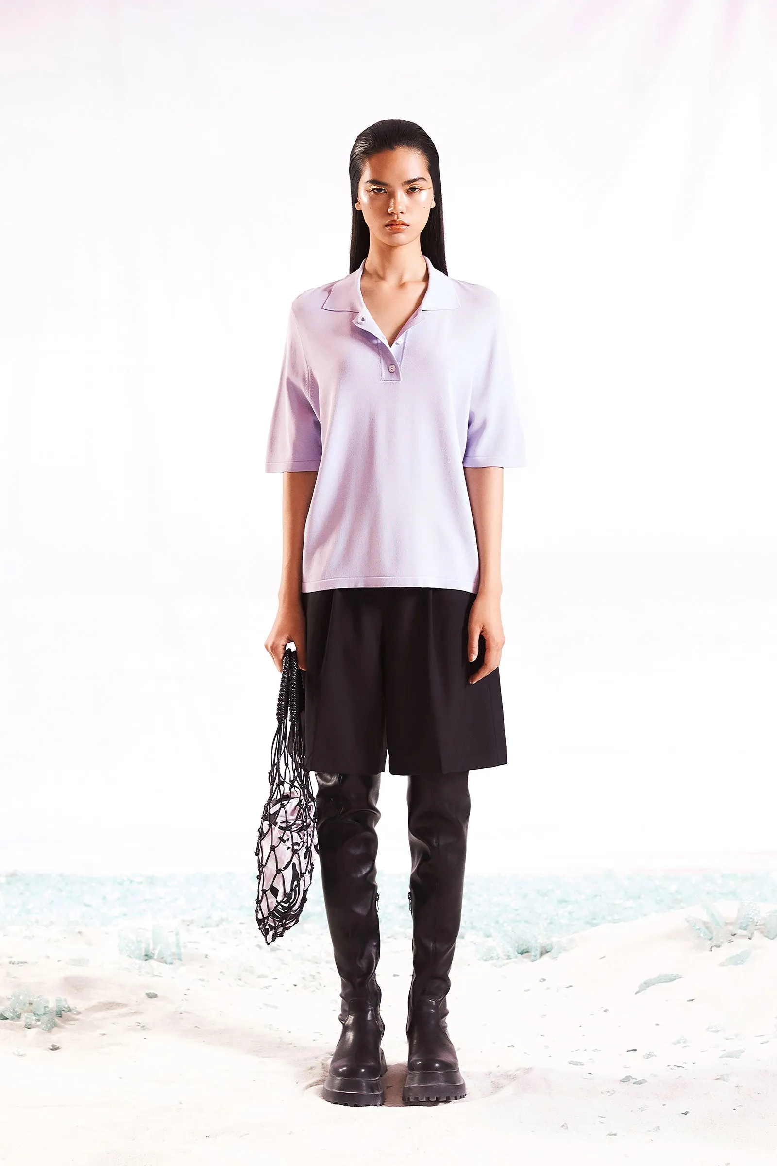Holiday printed bucket bag-Lilac and Black Print
